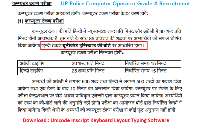 Computer Typing Test UP Police Computer Operator 2017